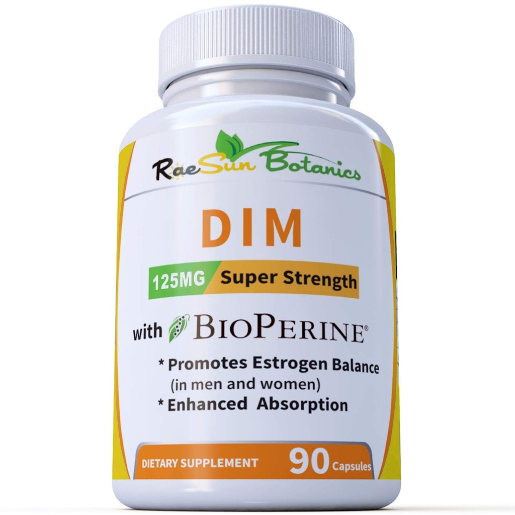 DIM Supplement 125mg - DIM Diindolyl Methan Plus BioPerine 90-Tag Versorgung mit DIM für Estrogen Balance, Hormon Menopause Balance, Akne Unterstützung, Haar Haut und Nägel