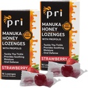 P.R.I Manuka Lozenges au miel avec propolis, Toux apaisante et gouttes de gorge, certifié MGO 300+ (Strawberry, 16 Count/2 Pack)