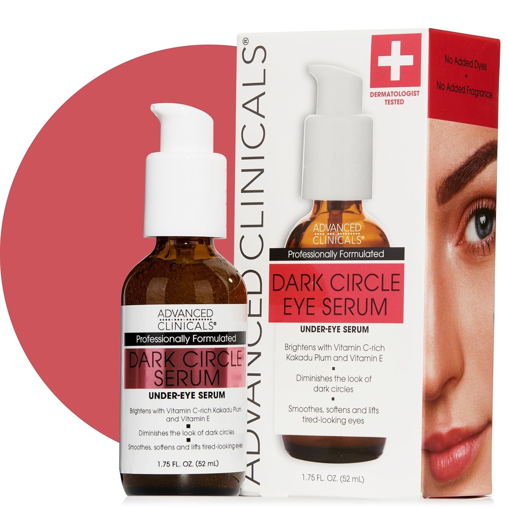 Advanced Clinicals Dark Circle Caffeine Under Eye Serum For Face With Hyaluronic Acid Moisturizer + Peptides | Brightening Vitamin C Serum hilft, die Optik von Puffy Eye & Fine Lines zu verbessern, 1.75 Fl Oz