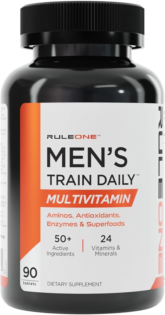 Regola 1 R1 Treno Uomo Quotidiano - 90 Tavole - Sport Multivitamin con Aminos, Antiossidanti, Enzymes & Superfoods - 30 Serve