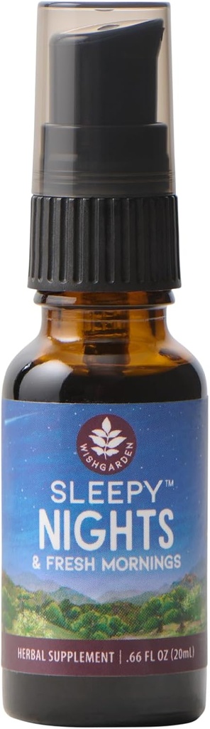 WishGarden Kräuter Schlafende Nächte & Frische Morgen - All-Natural Kräuter Schlafhilfe Tinktur, Organic Sleep Supplement w/Passionflower, Hops & Scullcap, unterstützt Tiefschlaf & Gesunde Schlafzyklen, .66oz