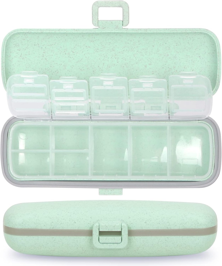 Naturetouch Pill Organizer, 7 Komponenten Pille Box Portable Travel Medicine Organizer für Geldbörse oder Tasche 7 Tage Pillenspender Aufbewahrungstasche mit Schließe für Vitamin Medikamente Fisch Öl Ergänzungen Fett