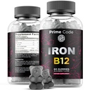 Vitamin B12 Gummi für Damen und Herren, 20mg Eisen Ergänzung für Erwachsene, Freier Blut Builder für Anämie, Vitamin B12 Gummi mit Eisen & Natürliche Blackberry Flavor, Vegan, Non-GMO, 30 Tage Versorgung