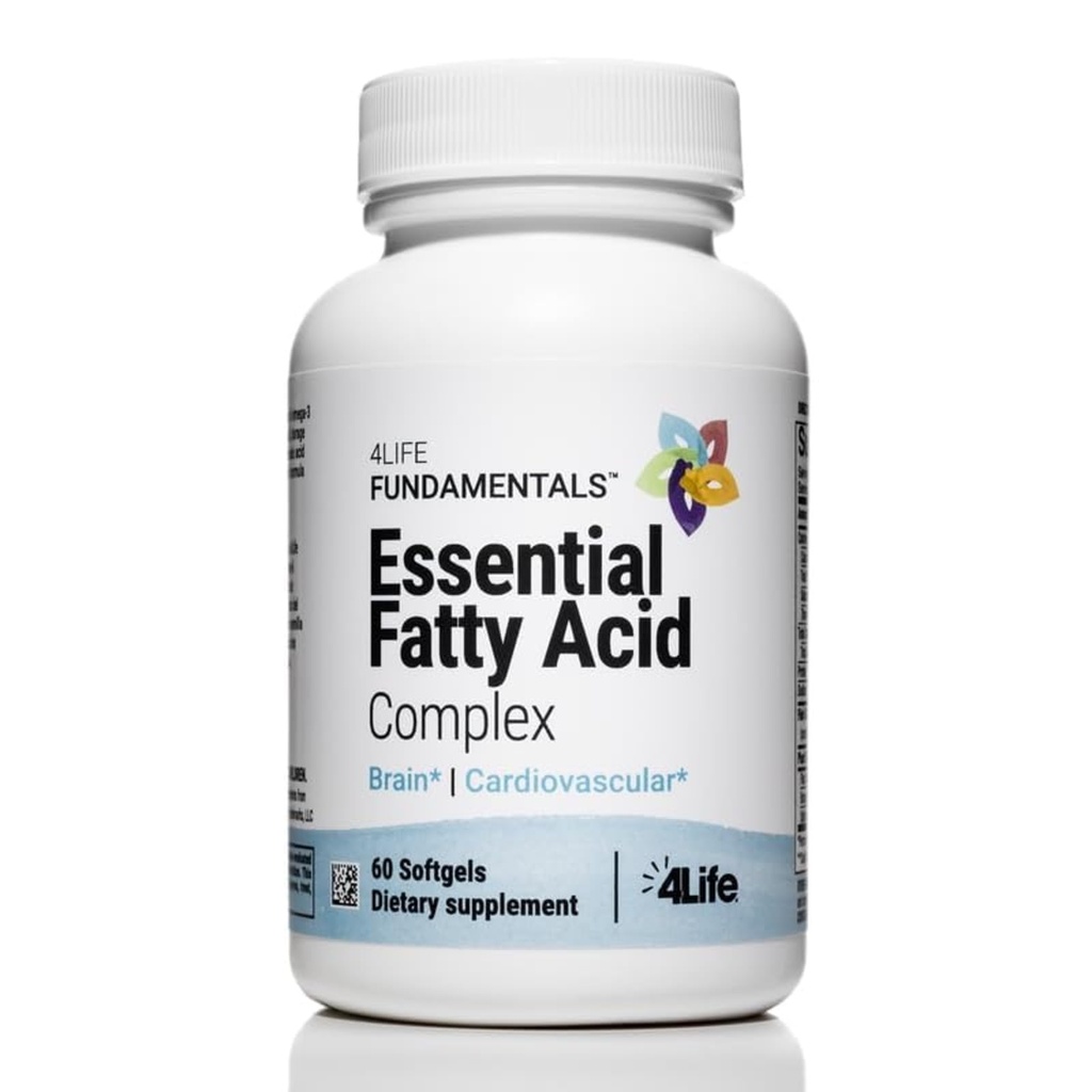 Complexe acide gras essentiel 4Life - Mélange d'huile de poisson Caractéristiques Oméga-3 et Oméga-6, Comprend GLA et CLA - Support de circulation - 60 Softgels