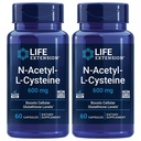 Lebensverlängerung N-Acetyl-L-Cystein (NAC), Immunantwort, Atmungsaktive Gesundheit, Lebergesundheit, NAC 600 mg, Antioxidans Verteidigung, freie Radikale, Einfach zu absorbieren - Zwei Pack x 60 Kapseln