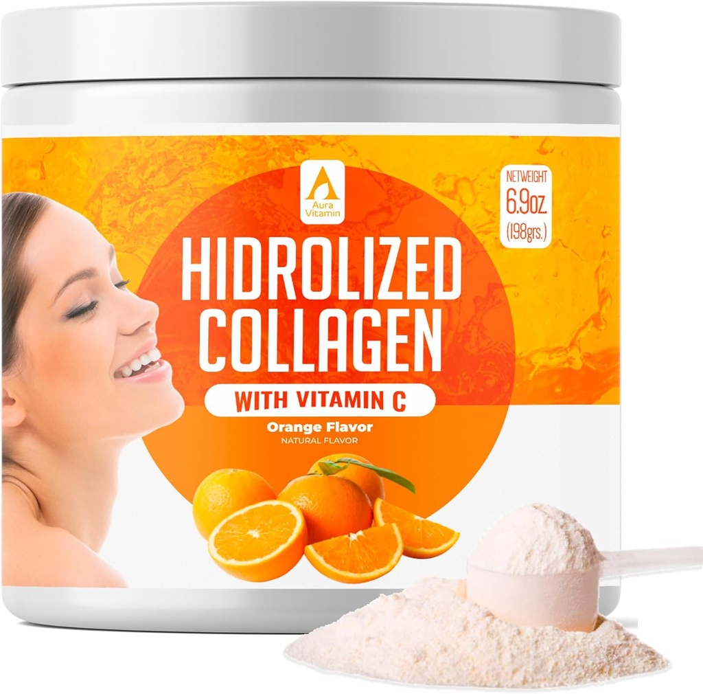 Integratore di polvere di collagene idrolizzato | Promuove i peptidi di collagene di erba idrolizzata |Collagen per le donne | 200gr (arancione)