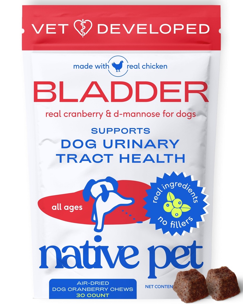 Traitement de l'ITU chez les chiens d'origine - Supplément aux canneberges pour chiens Contrôle de la vésicule et soutien du rein - Prévenir l'infection urinaire et l'incontinence urinaire - Fait avec un extrait de canneberge réel - 30 Chews