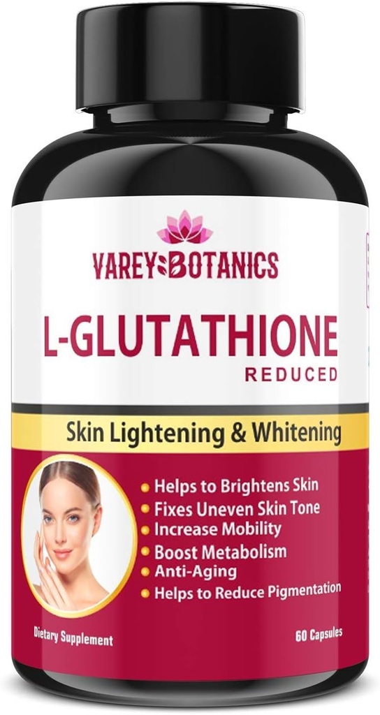 VAREY BOTANIK L-Glutathione Haut Whitening und Lightening Capsules mit Vitamin C & E, Biotin und Grape Seed Extract-1000 mg-für Männer und Frauen - 60 Kapseln