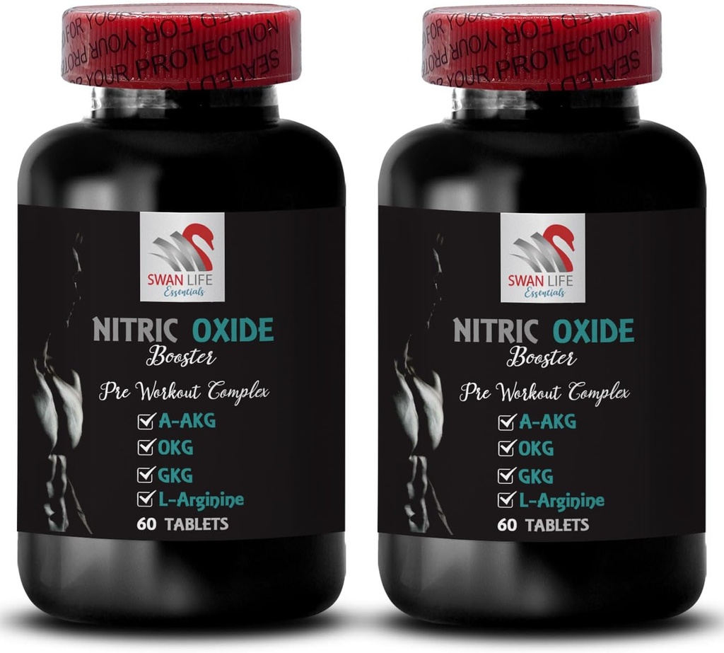Übungsergänzung - NITRIC OXIDE BOOSTER - Stickstoffmonoxid, Stickstoffmonoxid Ergänzungen für Männer, körperliche Aktivität, Kraftunterstützung, Leistungssteigerung, A-AKG, Muskelunterstützung 2 Flaschen 120 Tabletten