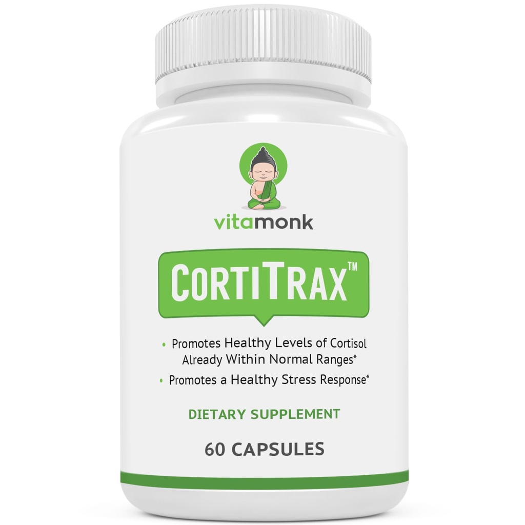 VitaMonk CortiTrax Natural Cortisol Blocker - Doctor Formulated Cortisol Manager, Cortisol Support & Cortisol Reducer (auch innerhalb von normalen Bereichen)- 60 Capsule Cortisol Supplement
