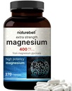 NatureBell Magnesium Glycinate 400mg Elemental, 270 Capsule | 100% Chelati per l'assorbimento elevato | Supporta il muscolo, Bone & Heart Health | Non OGM, Gluten-Free, Vegan