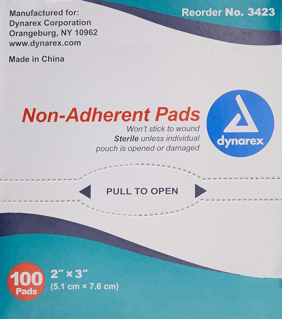 Dynarex Non-Adherent Pad, Steril, 2x3, Box/100