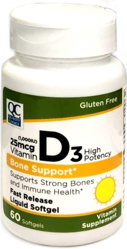 Choix de qualité Haute puissance Vitamine D3 Bone Support et santé immunitaire, facile à avaler Softgel supplément de vitamine 60 Compte bouteille