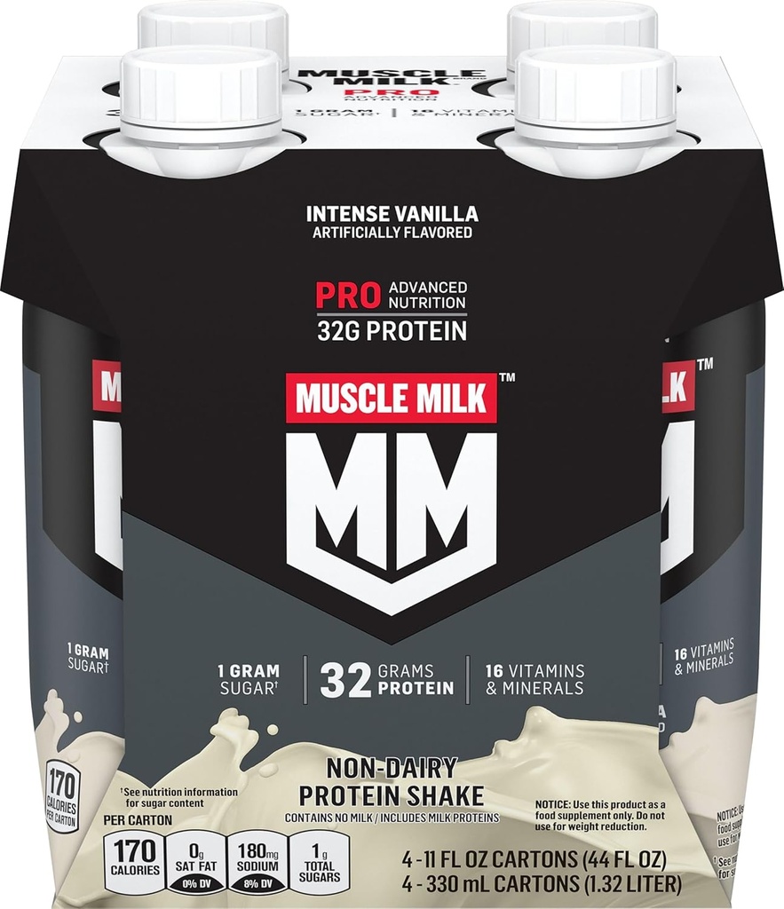 Muscle Milk Pro Series Protein Shake, Intense Vanilla, 4 Count