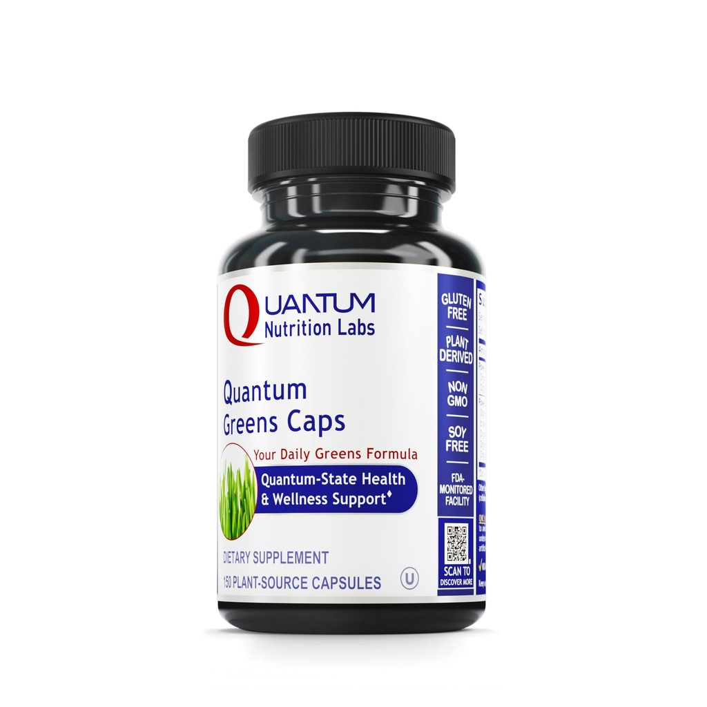 Quantum Nutrition Labs Greens Capsules - Super Greens Capsules, Greens Supplements, Superfood Blend für Wellness, Bio Veggie Pillen mit Kale, Leafy Greens, Alfalfa - 150 Vegetarische Kapseln