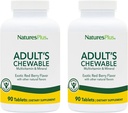 NaturesPlus Adult's Chewable, Exotic Red Berry Flavor - 90 compresse, Confezione da 2 - Multivitamin & Mineral Supplement - Vegetariano, Gluten Free - 180 Total Servings