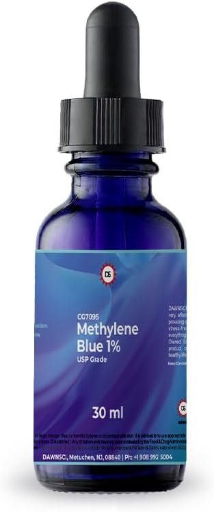 Methylene blu 1% 30 mL vetro Dropper bottiglia |USP-Grade Methylthioninium cloruro liquido | per funzione del cervello & salute cognitiva | Nessun formaldeide