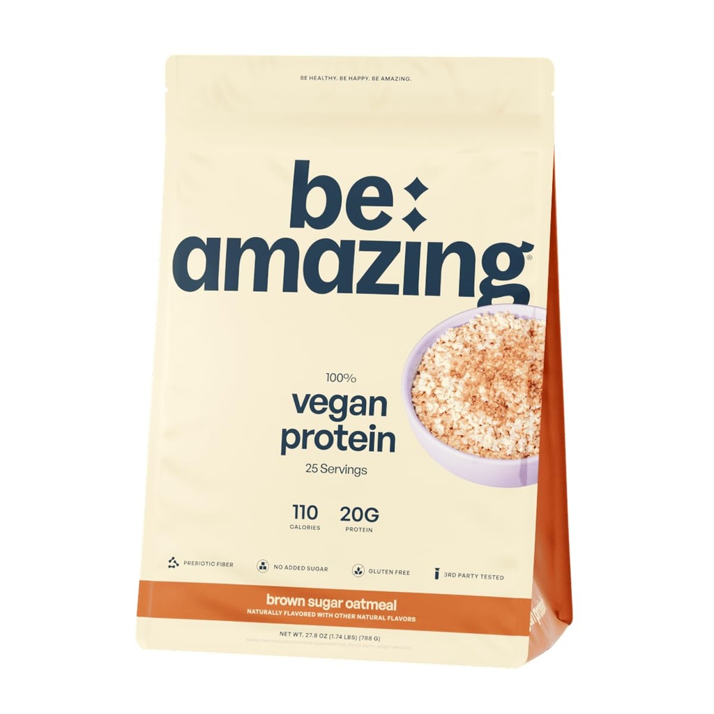 ÉGALEMENT Poudre de protéines végétales, farine d'avoine de sucre brun, 20g de protéines végétales à base de fibre prébiotique, faible teneur en glucides, mélange sans lait et sans gluten, sans sucre ajouté, 29,3 oz, 25 portions