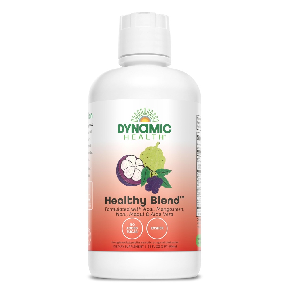 Miscela sana di salute dinamica con Acai, Mangosteen, Noni, Maqui & Aloe Vera, No Additivi, Supporto di sistema immunitario, Antiossidante, Vegan, Gluten Free, Non-GMO, 32 Fl oz