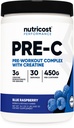 Nutricost Pre-C Pre-Workout Komplex mit Kreatin (Blue Rasberry | 30 Portionen) Pulver - Steigern Sie Fintess Routinen, 450g