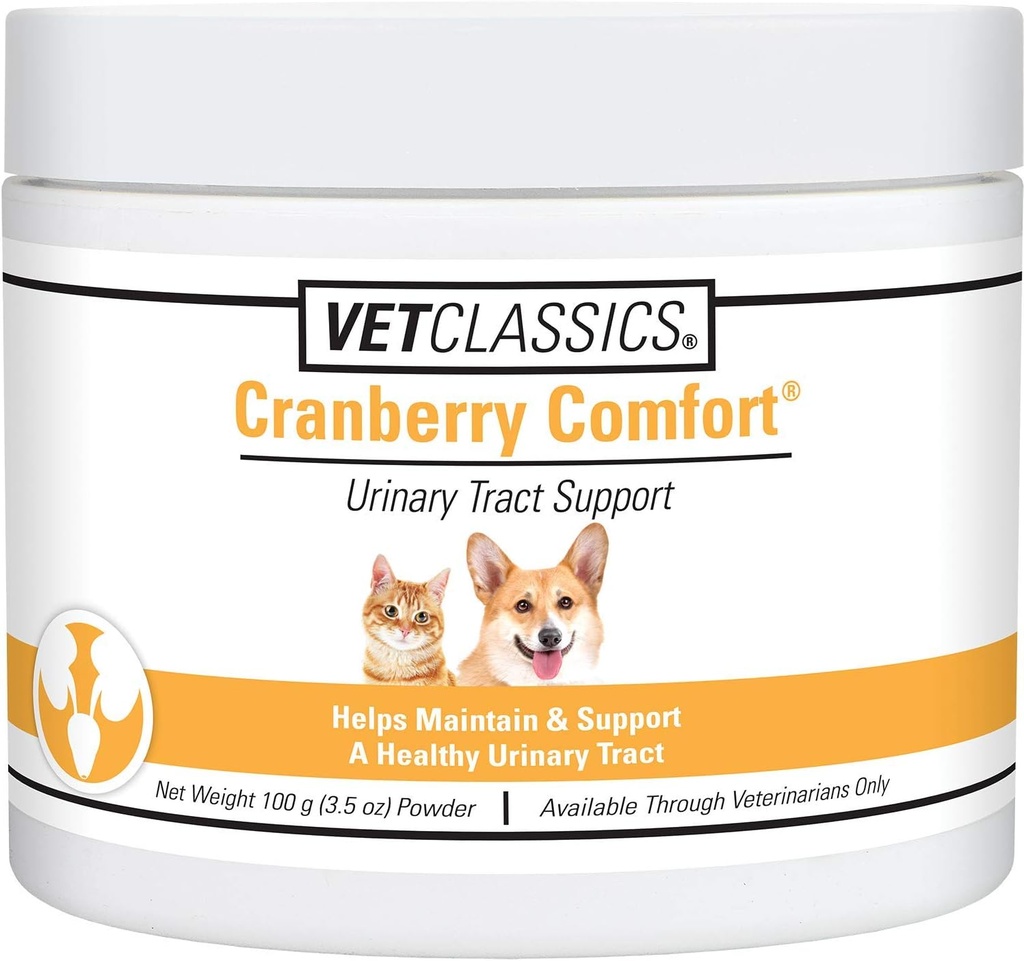 Vet Classics Cranberry Comfort Supplément pour animaux de compagnie pour chiens, chats – Maintien de la santé des chiens, contrôle des chiens de compagnie – Suppléments pour animaux de compagnie pour incontinence – 3.5 Poudre