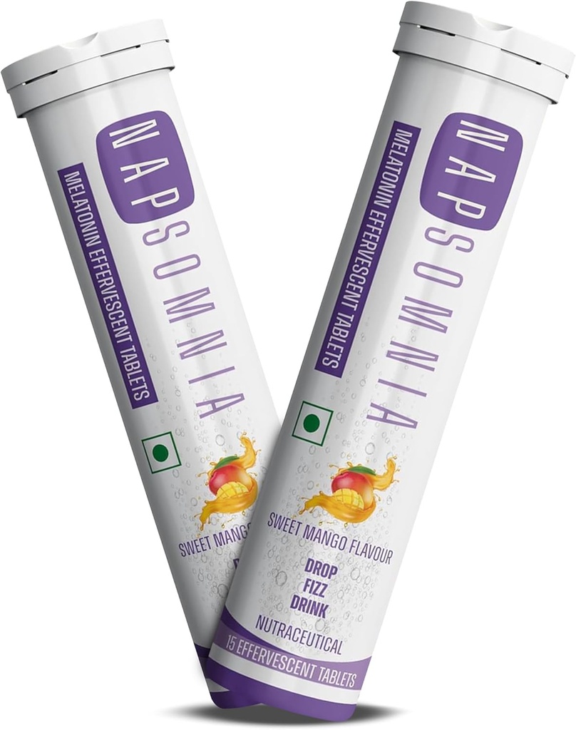 Melatonin Effervescent Tablets (Sweet Mango, 30 Conte) – Dissolvibile Melatonin capsule w / L-teanina, camomilla, &amp; More - Supplemento per gli adulti - Vegan, Non OGM Melatonin Supplemento