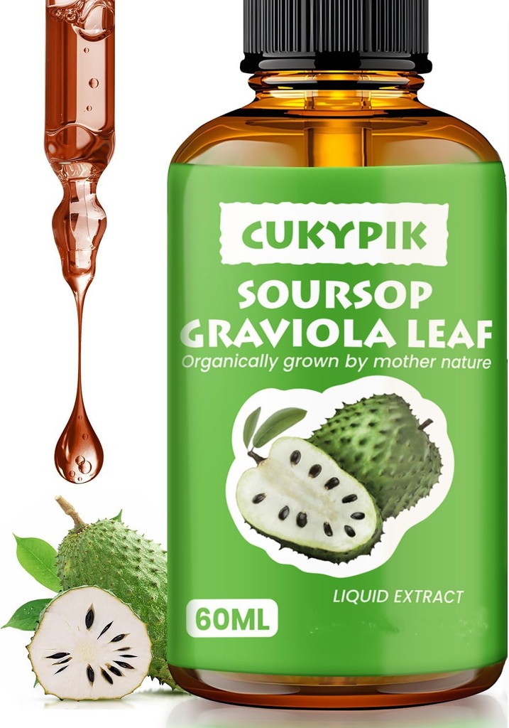 Mineralische Ergänzungen Soursop Graviola Blatt Extrakt Flüssigkeit Tropfen Plus reine Botanik für Zellunterstützung, Zzz & Antioxidans - Soursop Bitters Liquid, 2-4 Monate Versorgung, 2 Fl Oz