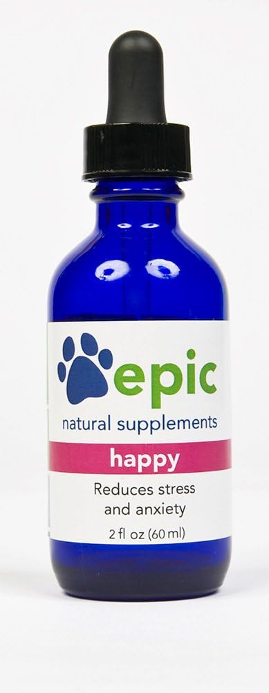 Happy - All Natural Liquid Spray Supplement - Eases Separation Angst, Hilft bei Vet Besuche, Reisen, Grooming, Verlust eines Freundes (Dropper 2 oz)