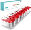 Daviky Extra Large Pill Organizer 2 volte al giorno, Am Pm Pill Organizer 7 giorni, Pill Box 7 giorno per tenere la vitamina e i supplementi di medicina quotidiana per anziani, Pazienti artrosi e bambini (rosso)
