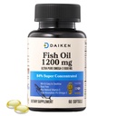 DAIKEN Mini Fish Oil 1200 mg, rTG Omega 3 1000mg, 60 Softgels, hohe Absorption & Burpless Fischöl für gesunde Herz, Gehirn und trockene Augen Unterstützung