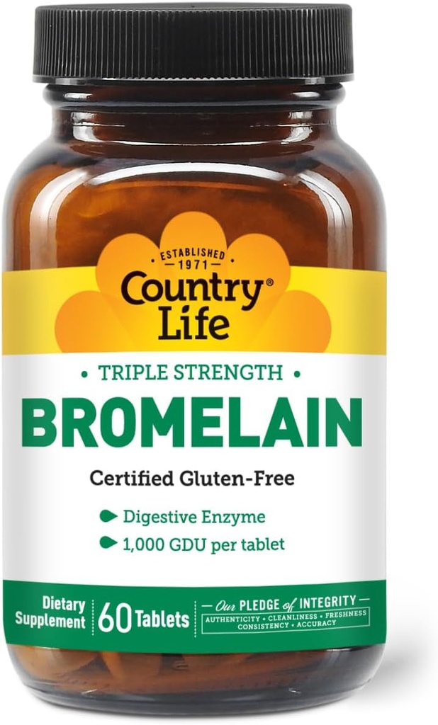 Country Life - Bromélain naturel, 500 mg, 60 comprimés