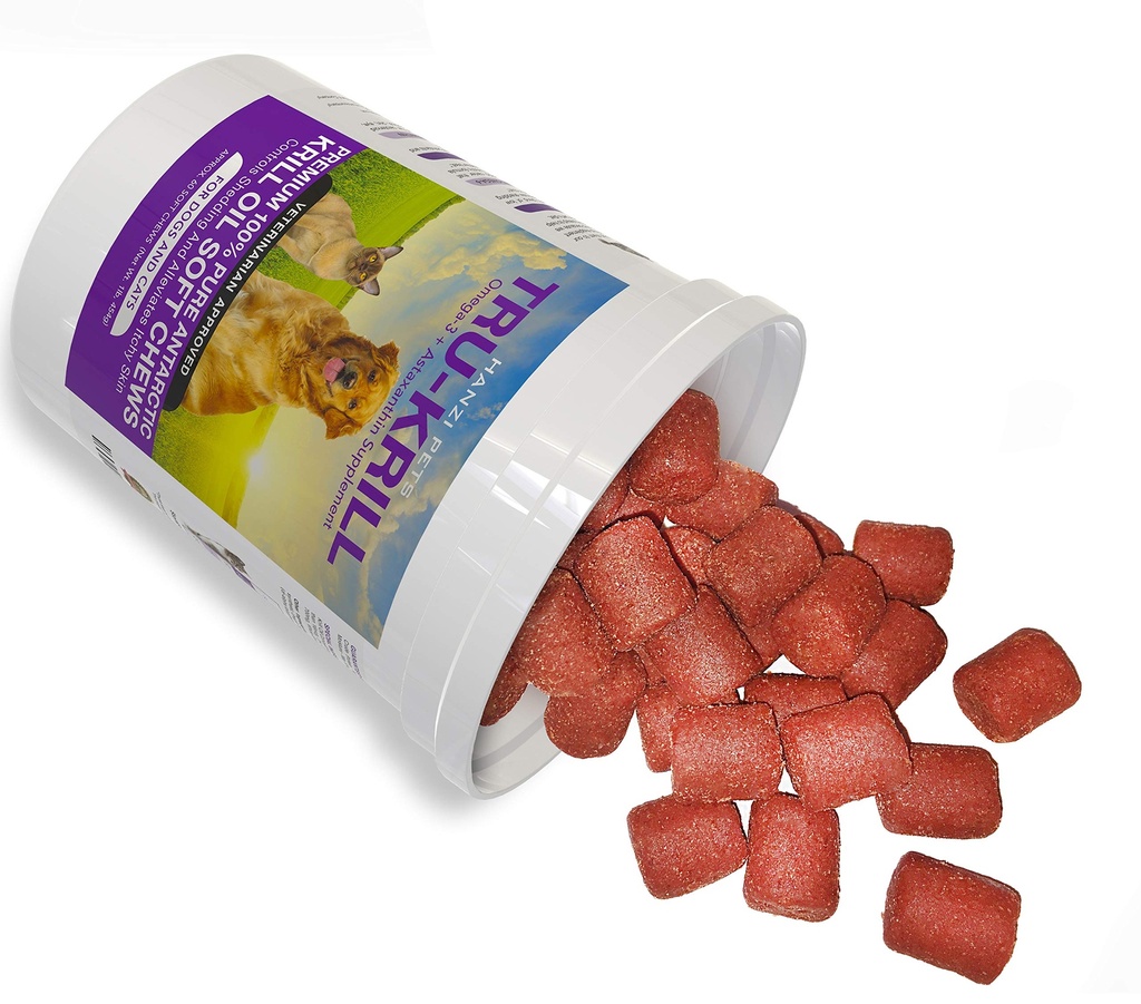 #1 Premium Antarctic Krill Oil Soft Chews für Hunde | Reich an Omega 3 | Astaxanthin | Vitamin E | für Haut und Mantel | Low Allergen s Low Calorie | cGMP Zertifiziert | Made in USA | 60 Savory Soft Chews