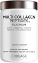 Codeage Multi Collagen per le donne e gli uomini Biotina 10000mcg Keratin, Protein Powder Vitamin C B6 D3, Acido ialuronico, Niacina - Crema per caffè al collage idrolizzato 5 tipi - Non aromaed - Non-GMO - 11,5oz