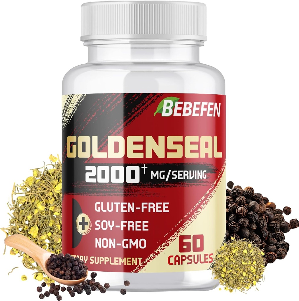 BEBEFEN Goldenseal Wurzelkapseln 2000mg | Traditionelle Kräuterergänzung | Konzentrierter Extrakt | Vegetarisch, Non-GMO