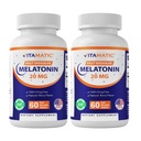 Vitamatic 2-Pack Melatonina ad alta potenza 20 mg – 60 compresse di dissolvenza rapida Totale supporto sonno rapido – Natural Berry Flavor | Vegetariano