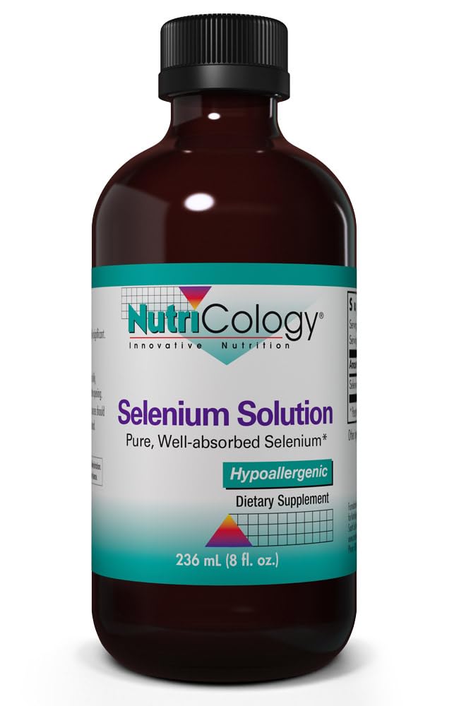 Nutricology Selenlösung - Gut absorbierte Selenflüssigkeit, reines Natrium Selenit, Schilddrüsenunterstützung, Antioxidantien, 100 mcg Supplement, Allergiker - 8 Fl Oz