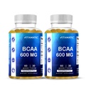 Vitamatic BCAA Gummis - Branch Chain Amino Acid Supplements - Peach Flavor - 600mg pro Servierung - 60 Vegan Pectin Based Gummies (2 Flaschen)