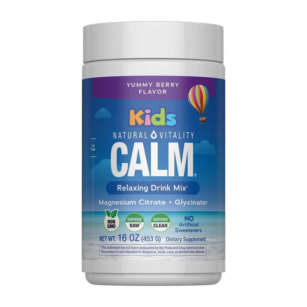 Natural Vitality Calm Sleep, Citrato di magnesio, Miscela di bevanda di aiuto al sonno, GABA, Sleep Aid, Vegan, Gluten Free & Non-GMO, Aroma di bacche miste, 16 oz.