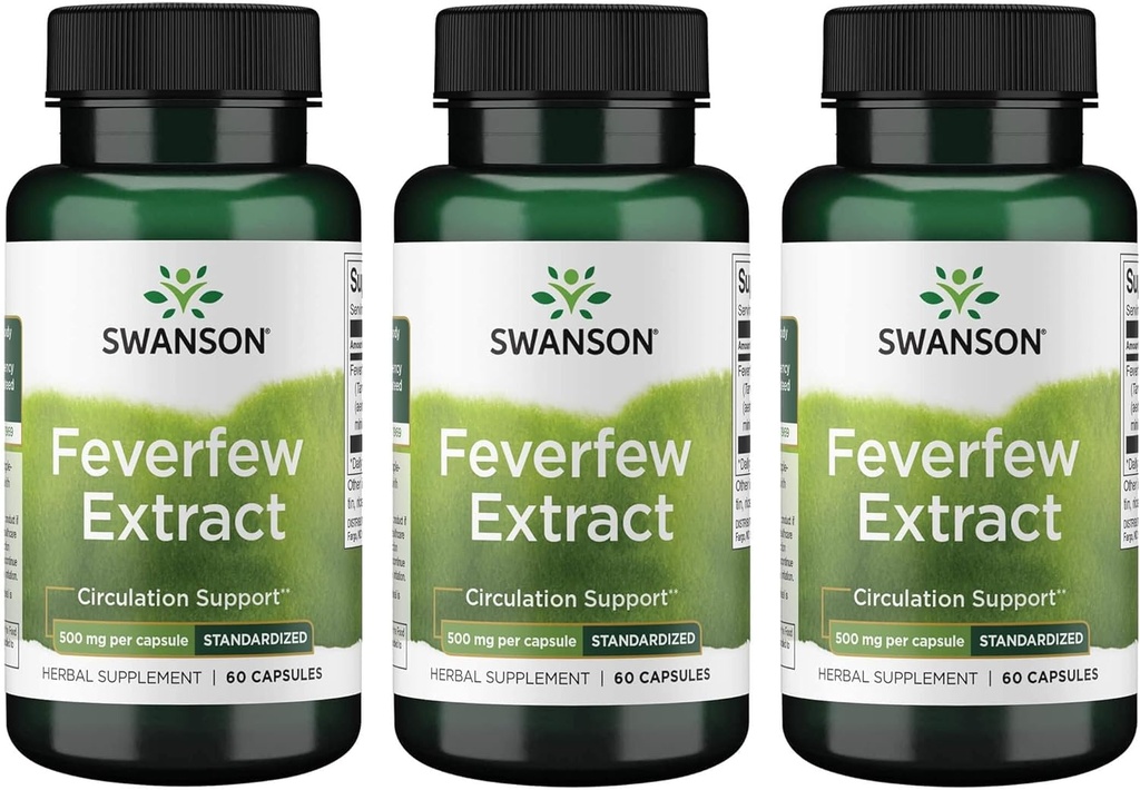 Swanson Feverfew Extract 500 Milligramme 60 Kapseln (3 Pack)