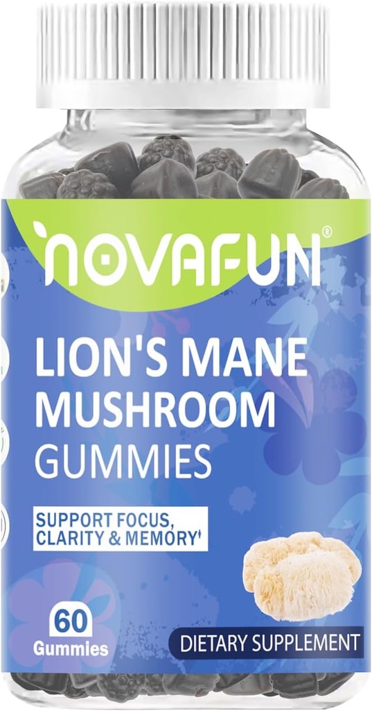Lion's Mane Mushroom Gummis – 1000mg für Fokus & Kognitive Unterstützung, Vegetarisch & Glutenfrei, Mischbeeren Flavor, 60 Count