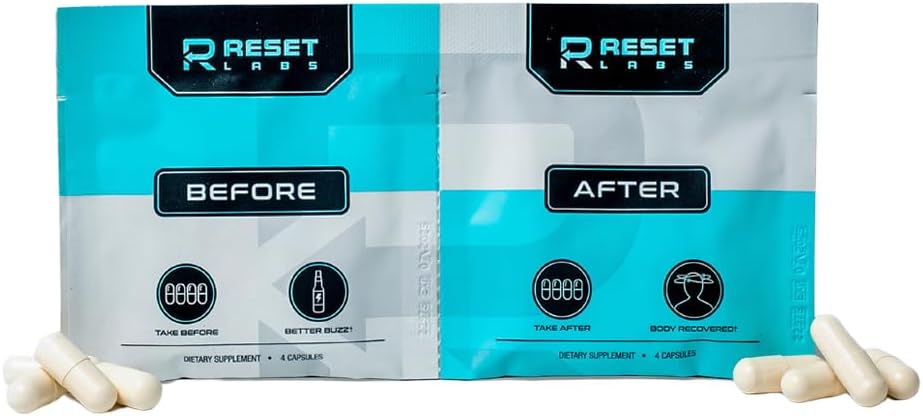 Pre & Post Drinking Recovery Capsules - Natural Formula - Liver Support with Milk Thistle - Sugar Free - Ginger - Electrolytes - Prickly Pear - Something for a Detox Week (1 Packet)