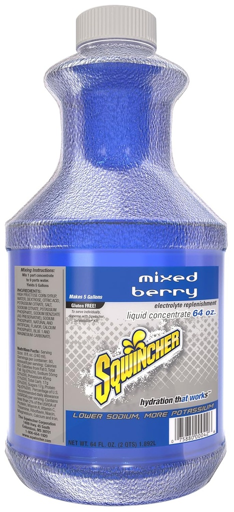Sqwincher 030320-MB Liquid Concentrate, 5 Gallon Yield, Blue, Standard (Pack of 6)