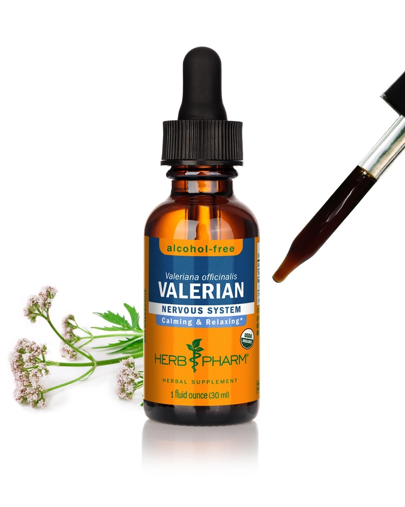 Herb Pharm extrait liquide de racine valériane biologique, sans alcool: sommeil et détente, calmant le supplément de sommeil nocturne, supplément à base de plantes sans sucre, 1 Oz