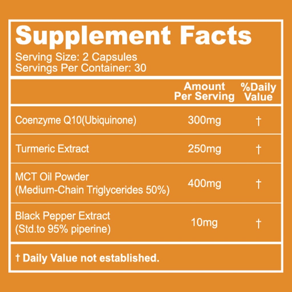 CoQ10 300mg capsule, Vegan Supplemento per la produzione di energia, Non OGM, Gluten Free - 60 capsule vegetali