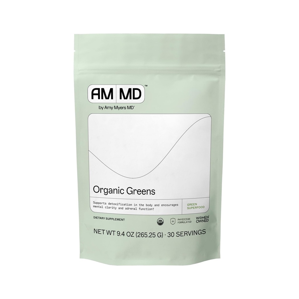 Amy Myers MD Organic Greens Powder - Unterstützt Energie & Gut Gesundheit - USDA Organic Superfood Blend mit Spirulina, Chlorella, Gerste Grass - 270g (30 Servierungen)