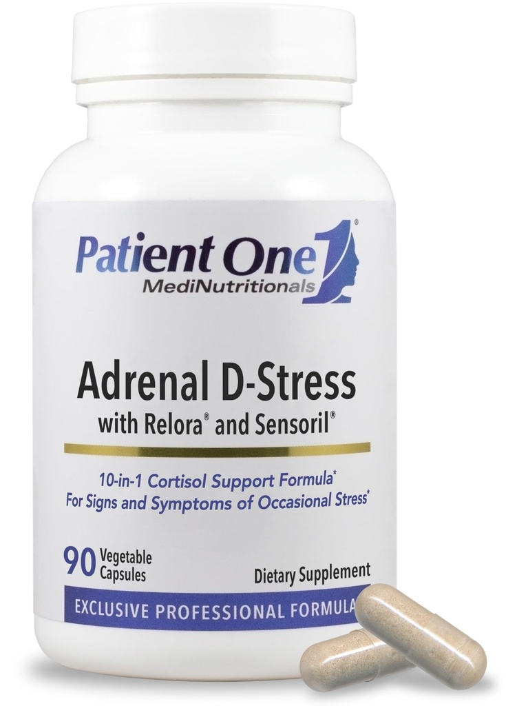 Patient One Adrenal D-Stress | Supplement zur Unterstützung gesunder Stress-Reaktion und Cortisol-Level* | mit DHEA, Ashwagandha und mehr | 90 Kapseln