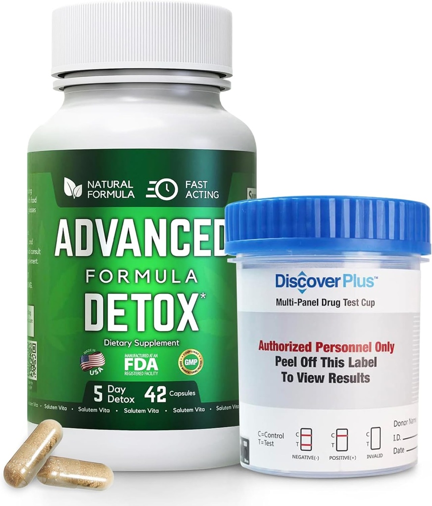Detox Cleanse avanzato, Kit Detox con Coppa di prova, Detox naturale & Cleanse con cardo al latte, Polvere di liquirizia e altro ancora, Detox per le donne e gli uomini, 42 capsule, 1 confezione