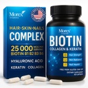 Biotin Keratin & Collagen Capsules - Made in USA - Natürliche Kollagen, Keratin & Biotin für Haarwachstum - Biotin & Collagen Vitamine mit Multi Collagen Peptide für Haarausfall, Haut & Nails - 60 Caps
