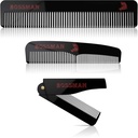 Bossman Acetate Bart, Schnurrbart, & Hair Comb Set von 3 - Combs für Herren mit minimalistischer Magnetbox (7,5-Zoll, 5-Zoll, 3,5-Zoll) - Features Rundte Zähne, Doppel-Sided Zähne und Faltbares Design