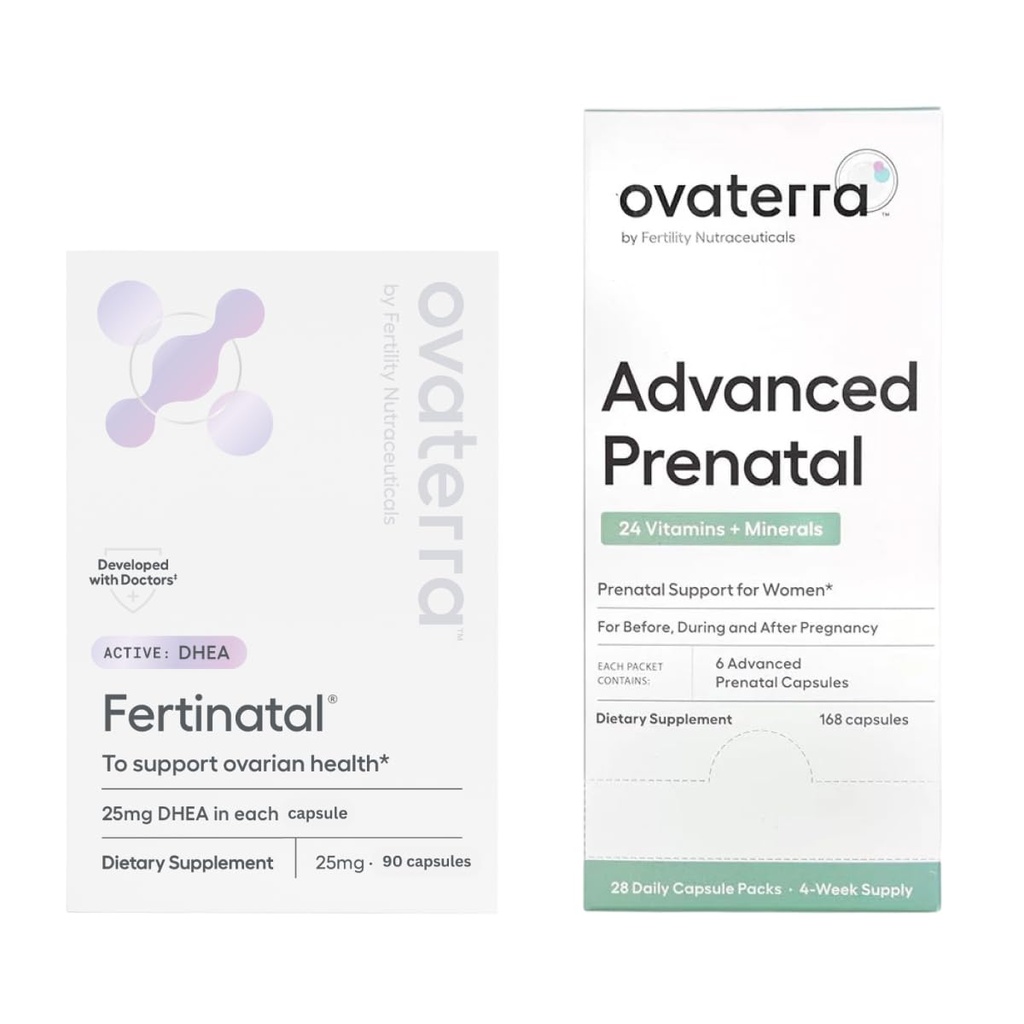 Prentatal Vitamin Bundle with Micronized DHEA, 550mg Choline, Methylfolate, Chelated Iron & 24 Nutrients 258 Capsules - 28 Day Supply